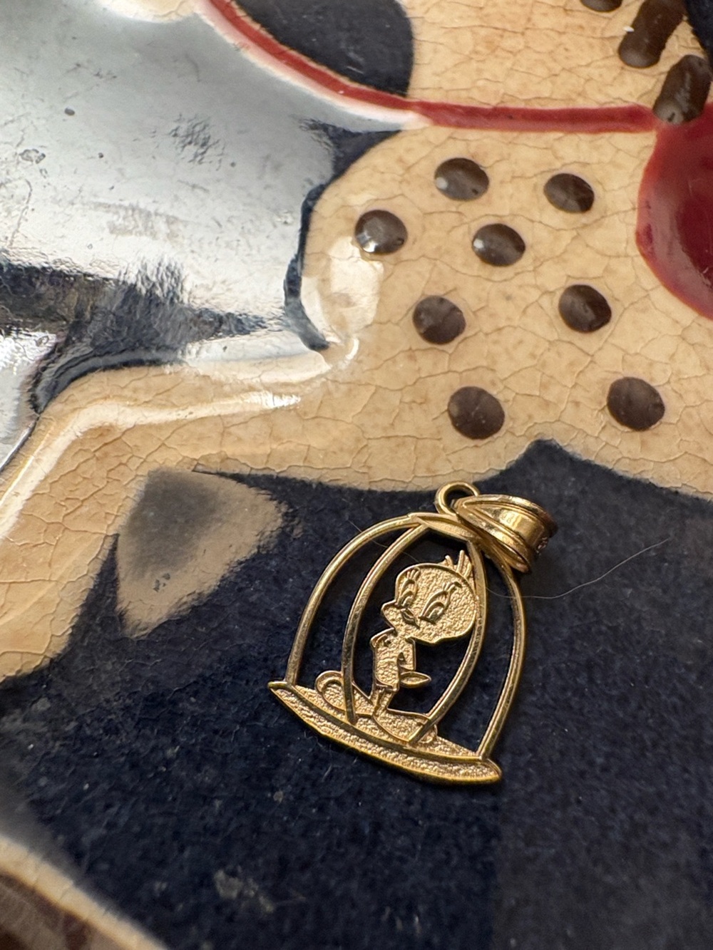14k gold Tweety Cage Pendant